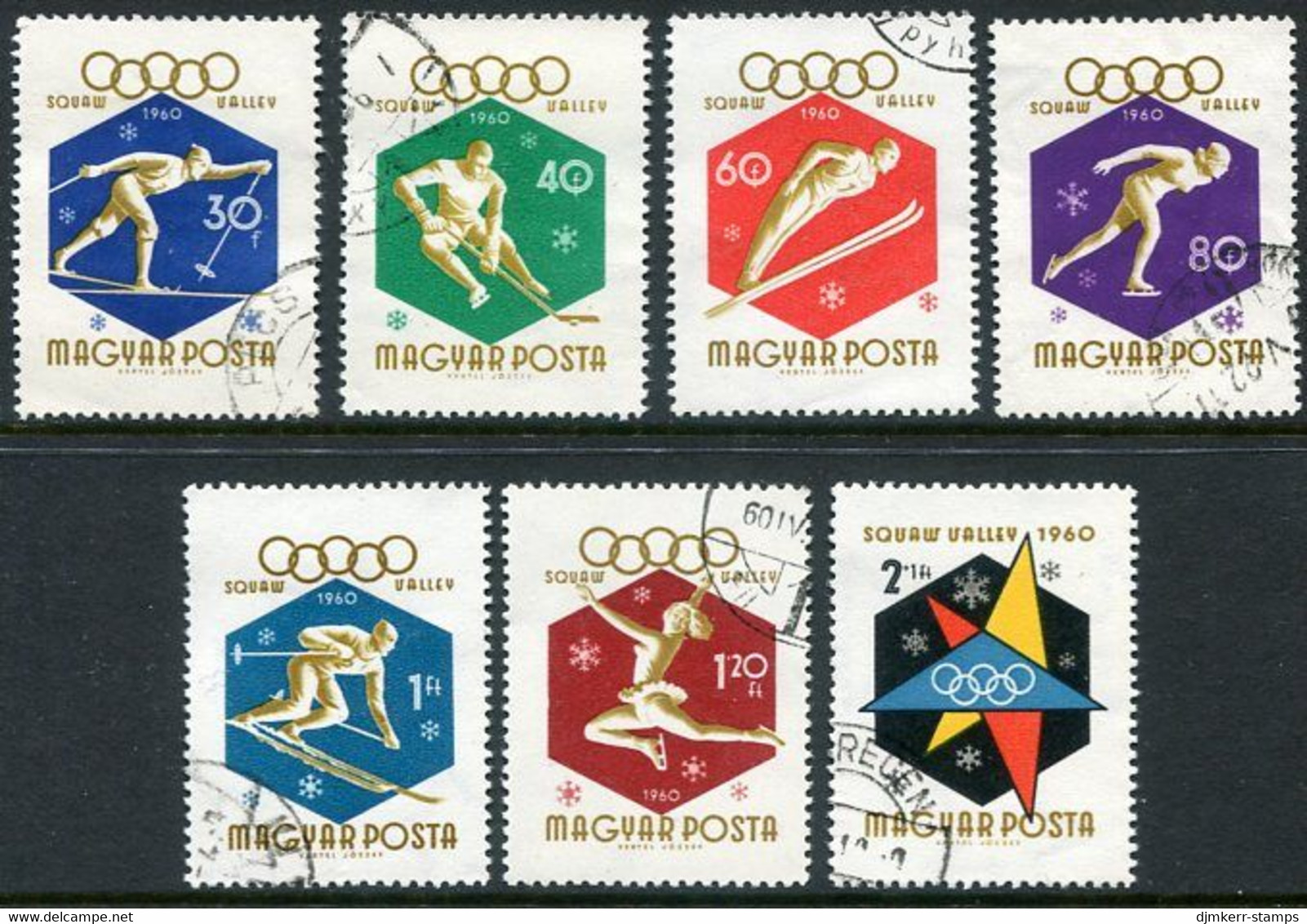 HUNGARY 1960 Winter Olympics Set Of 7 Used.  Michel 1668-74 - Used Stamps