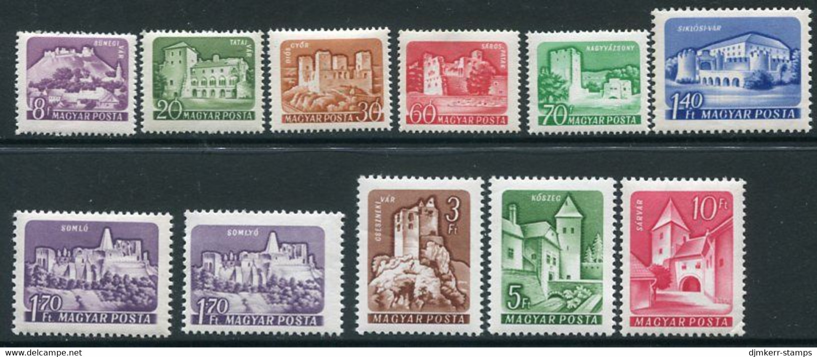 HUNGARY 1960 Castles Definitive With Both 1.70 Ft. MNH / **.  Michel 1650-59 + 1656 II - Nuevos