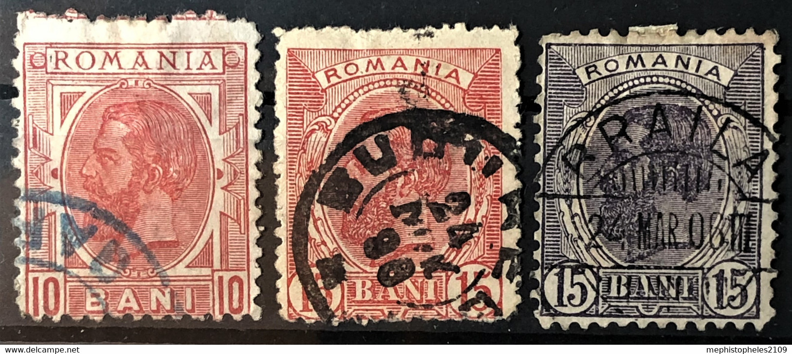 ROMANIA 1893/98 - Canceled - Sc# 123, 124, 125 - Used Stamps