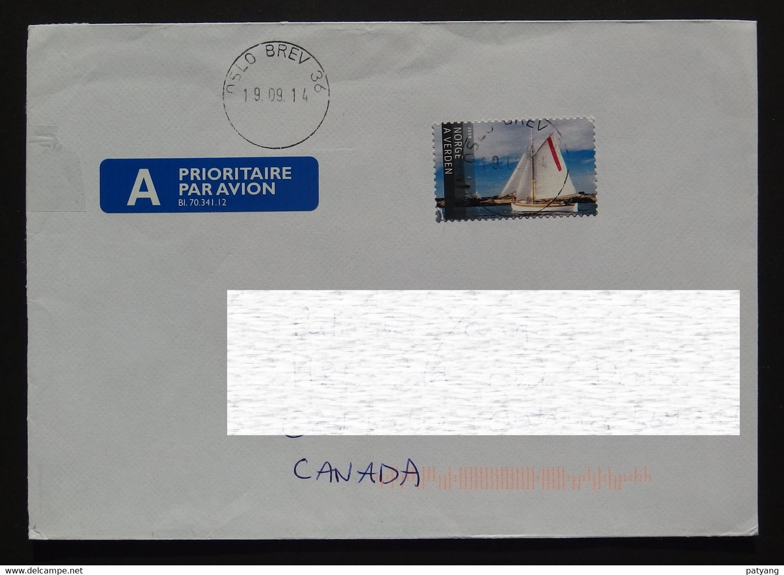 2014 Norway To Canada Cover - Briefe U. Dokumente