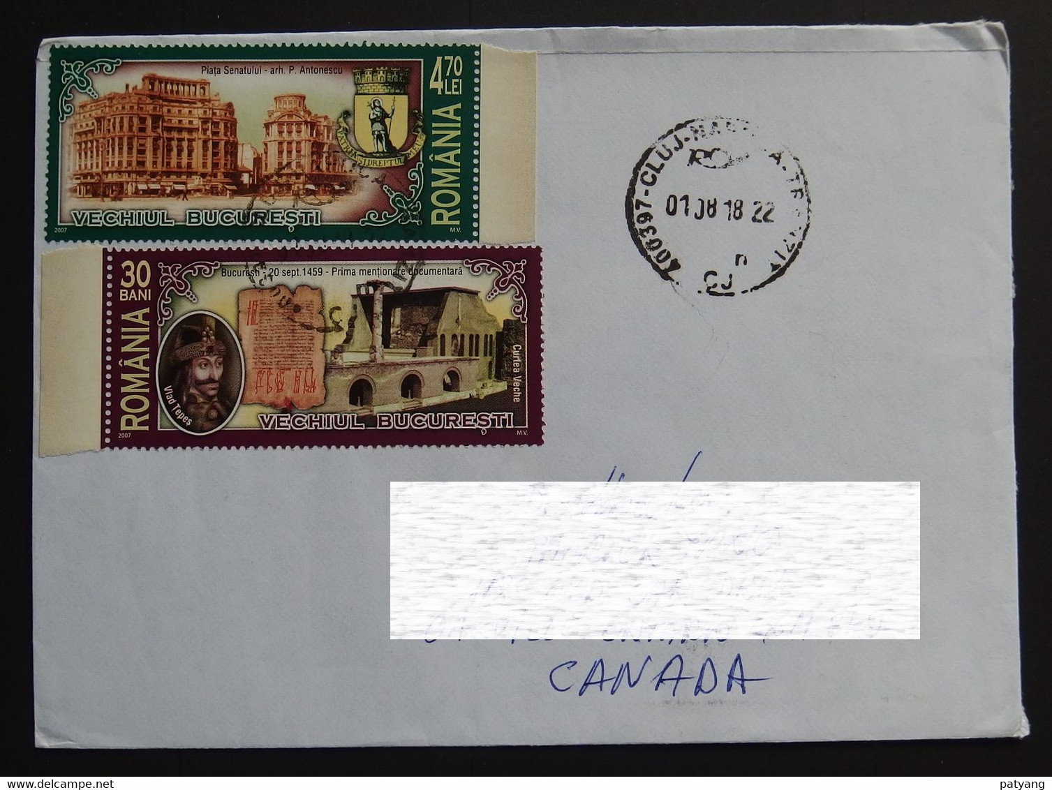 2018 Romania To Canada Cover - Lettres & Documents