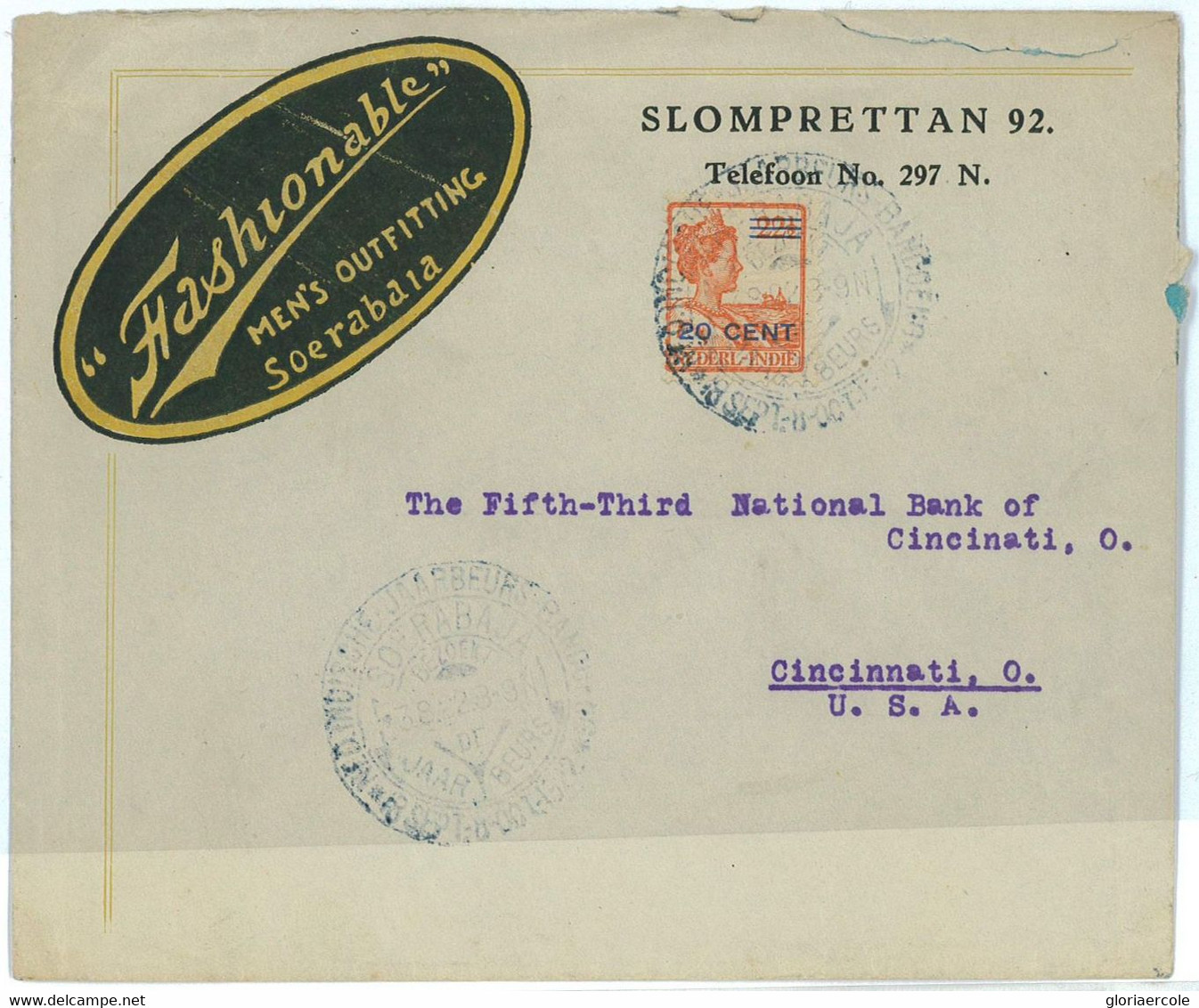 93696 - DUTCH INDIES Indonesia - POSTAL HISTORY - SINGLE Stamp COVER To USA 1928 - Netherlands Indies