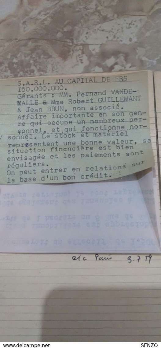 ENQUETTE DE MORALITÉ POUR DEMANDE D'UN PRET-CNEP  -ENTREPRISE VANDESSALLE (TRAVAUX PUBLICS)PARIS - Bank & Insurance