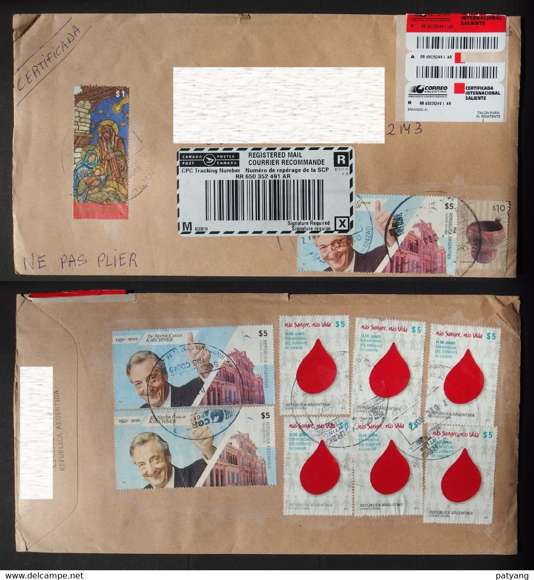 2012 Argentina To Canada R-cover - Lettres & Documents