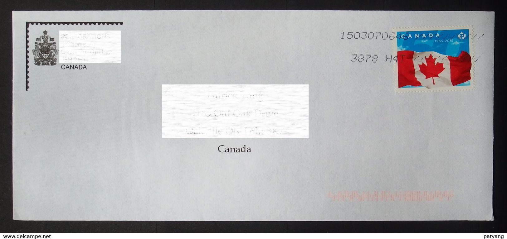 2015 Canada Domestic Cover - Cartas & Documentos