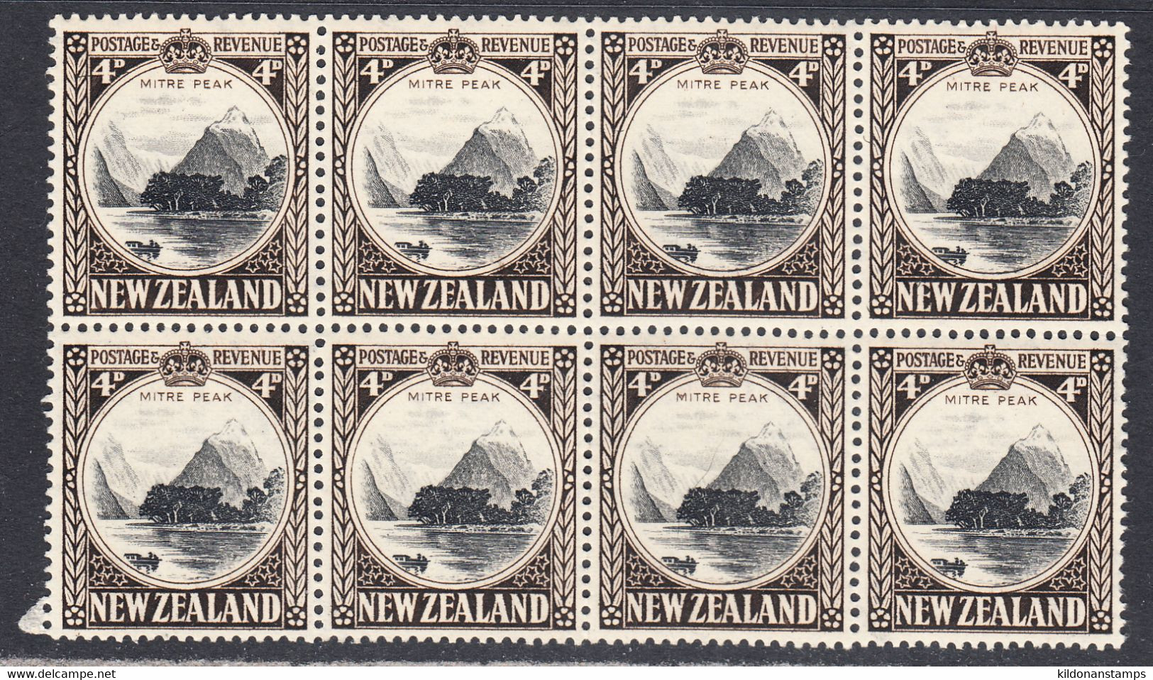 New Zealand 1935-42 Mint No Hinge, Perf 14, Block Of 8, Sc# ,SG 583c - Unused Stamps