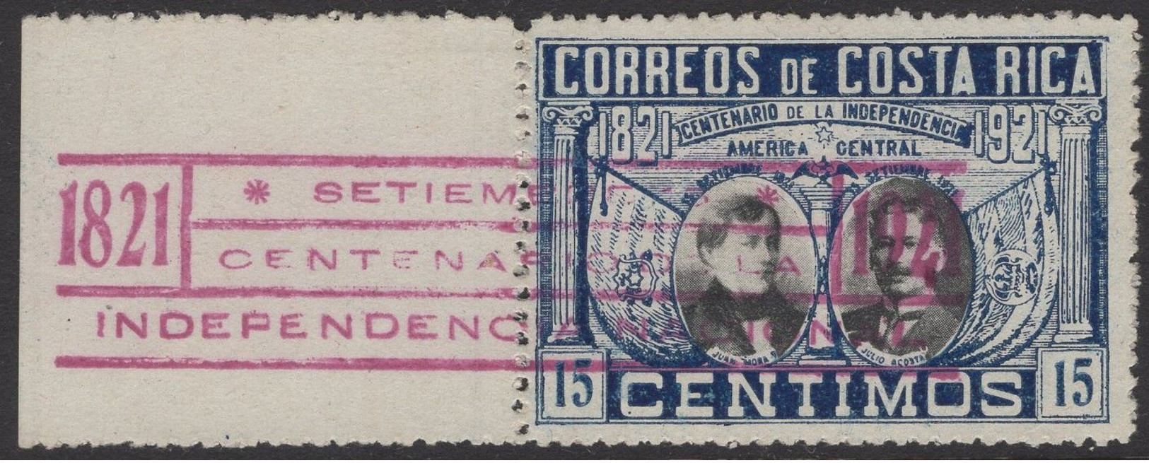 Costa Rica - 15 C - The 100th Anniversary Of Central American Independence - Mi D91 - 1921 - Costa Rica