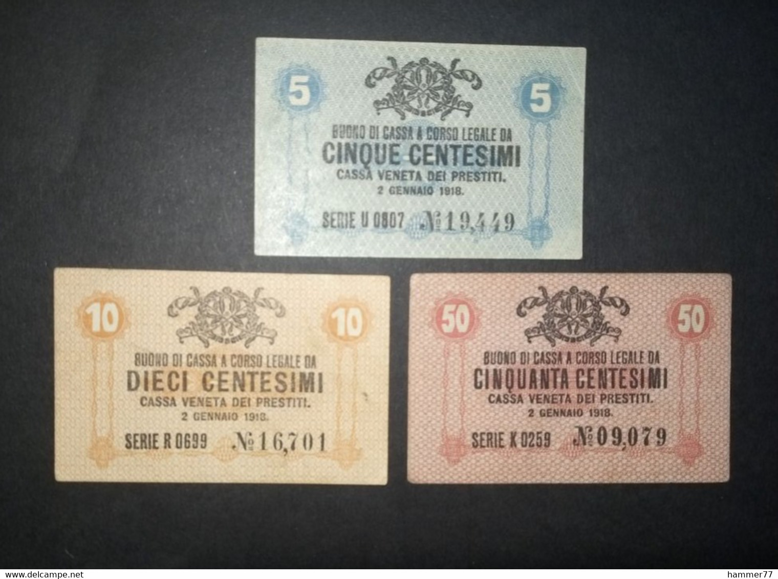 Italy 1918: Cassa Veneta Dei Prestiti 5, 10, 50 Centesimi - Ocupación Austriaca De Venecia