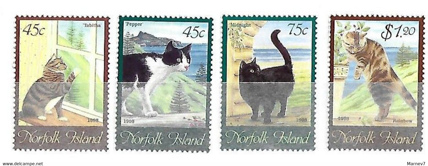 Australie - NORFOLK ISLAND - Année 1998 - Scott 638-641** - Yvert 631-634** - Chats Chat - - Nuovi