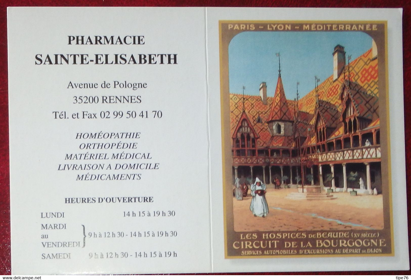 Petit Calendrier De Poche 2006 Affiche Hospices De Beaune Circuit Bourgogne - Pharmacie Rennes Ille Et Vilaine - Small : 2001-...