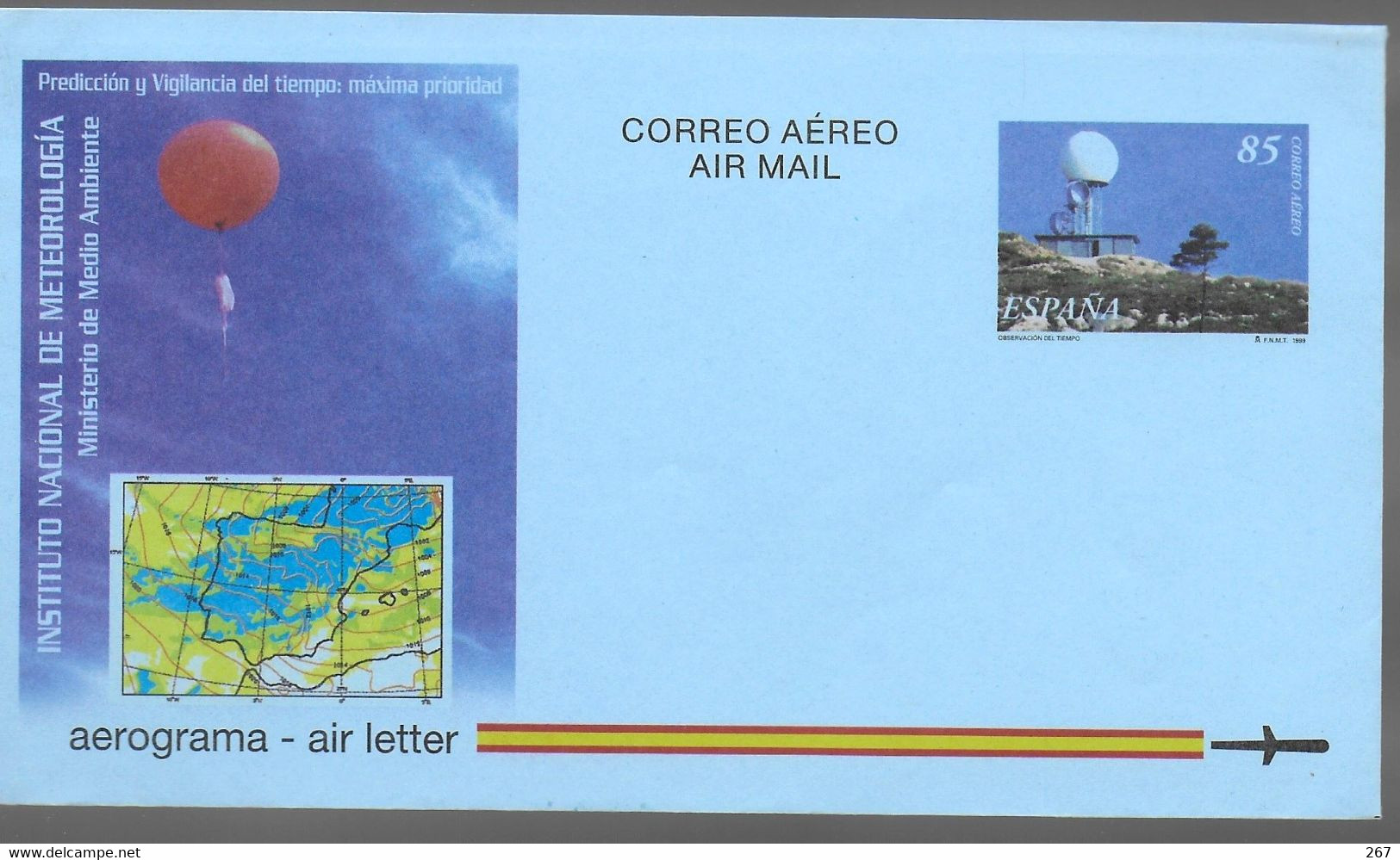 ESPAGNE  Aerogramme Meteorologie - Climate & Meteorology