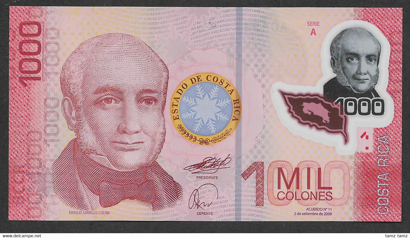 Costa Rica 1000 1,000 Colones 2009 UNC Polymer - Costa Rica