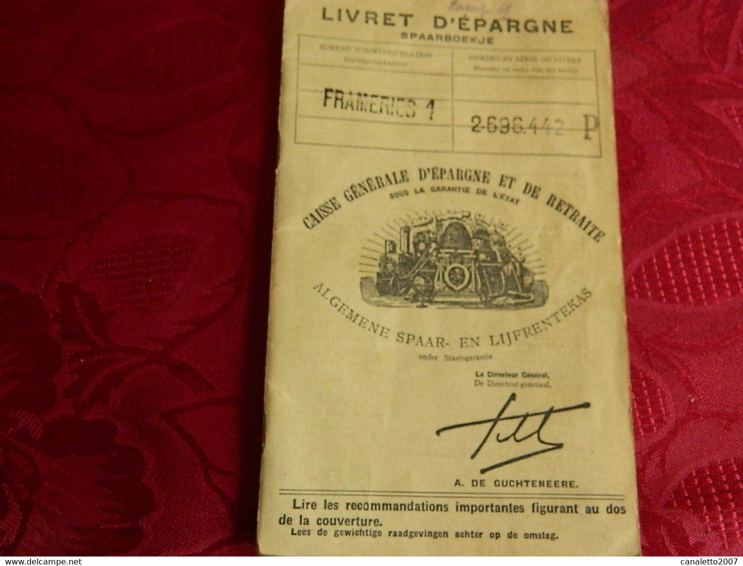 FRAMERIES: LIVRET D'EPARGNE  DE PITOT FERNAND RUE DE QUAREGNON 69 AVEC TIMBRES FISCAUX DE 10000-5000 FRANCS - Unclassified