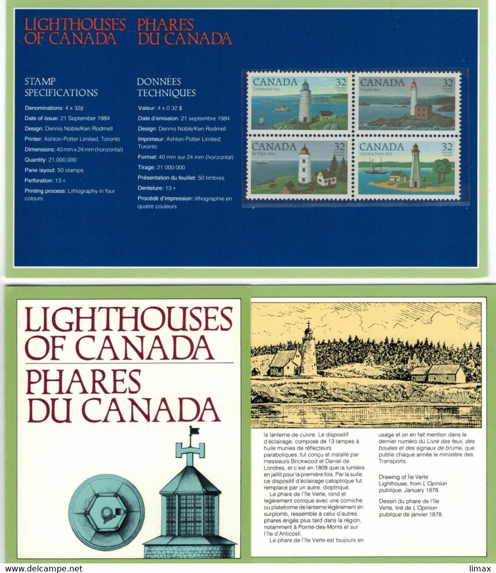 Lighthouses Leuchttürme Gibraltar - Fisgard Island - Louisbourg - Ile Verte - In GB & F - Enveloppes Commémoratives