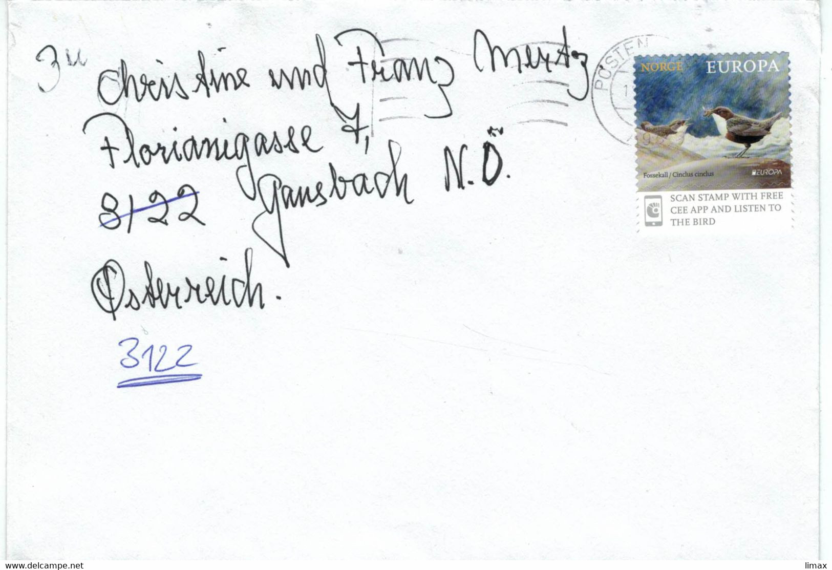 Cinclus Wasseramsel Mit Beute Auf Stein Am Bach 2019 - Storia Postale