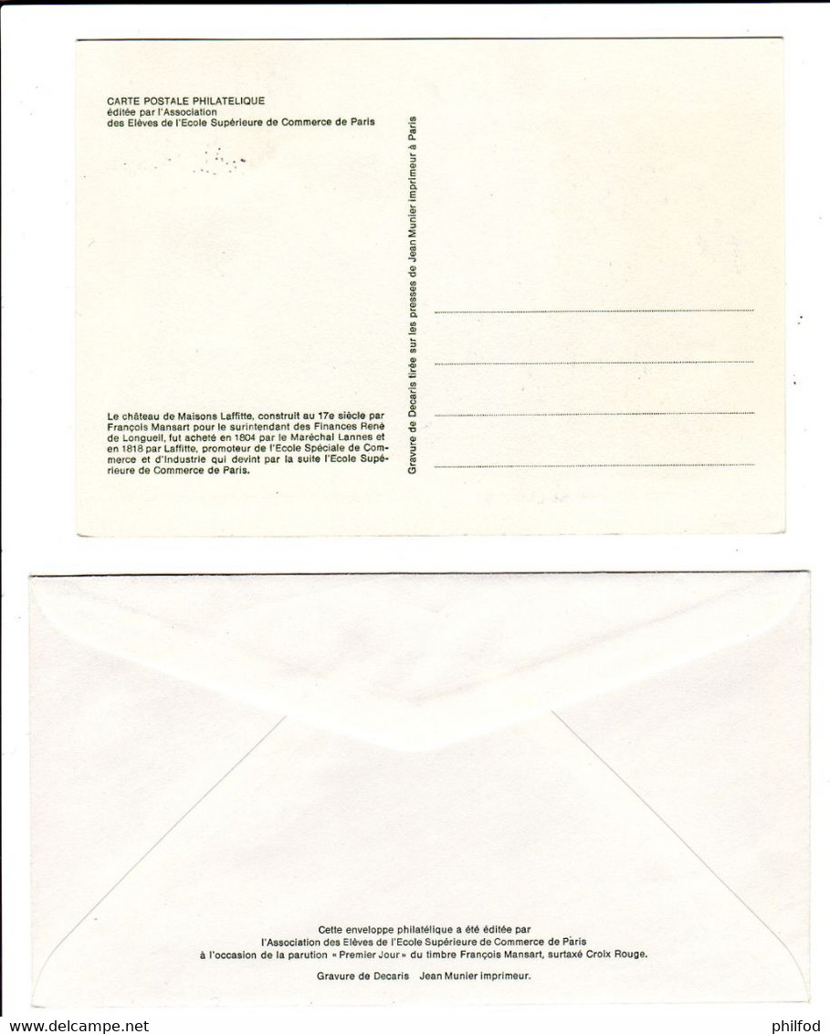 1966 - YT N°1471 - FRANCOIS MANSART -  Enveloppe Et Carte Postale Premier Jour - Other & Unclassified