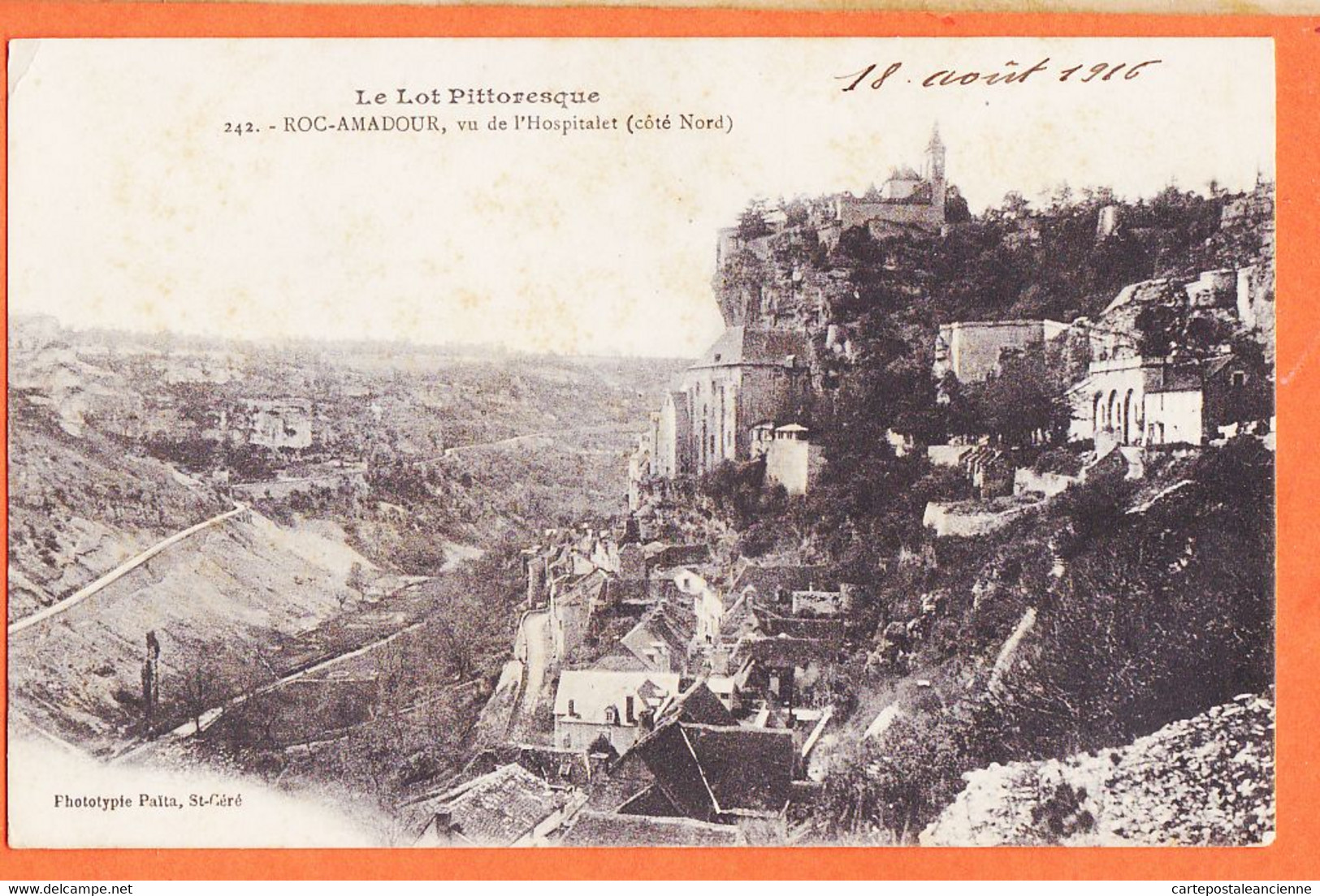 X46182 ⭐ Lisez Lettre Poilu ! ROC-AMADOUR 46-Lot Vu De L'HOSPITALET Côté Nord 1916 Marius BOUTET / Phototypie PAÏTA 242 - Rocamadour