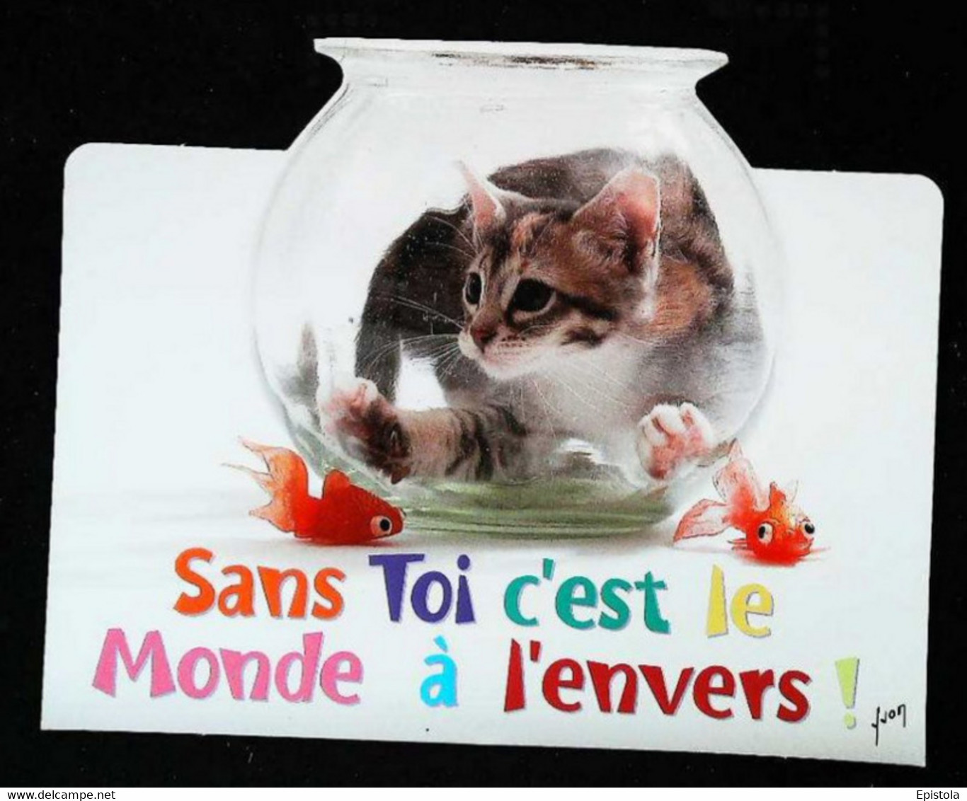 ►   Decoupis Moderne Français   - Chat Dans Aquarium   -   French Cat   Imp. Paris - Animali