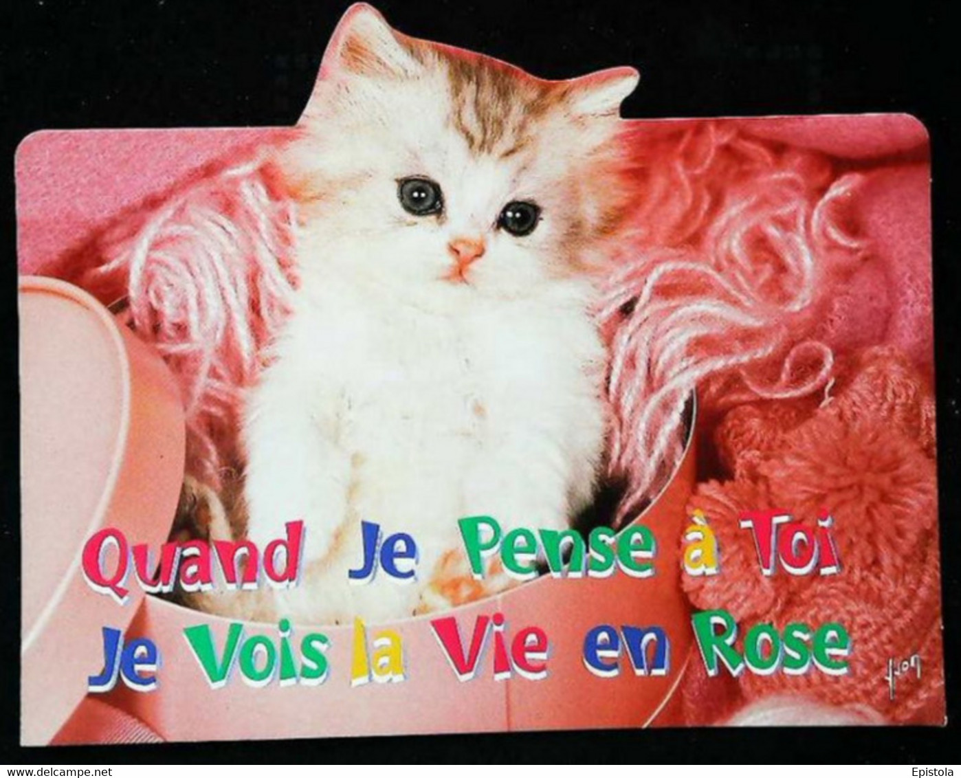 ►   Decoupis Moderne Français   - Chat "La Vie En Rose"   French Cat   Imp. Paris - Tiere