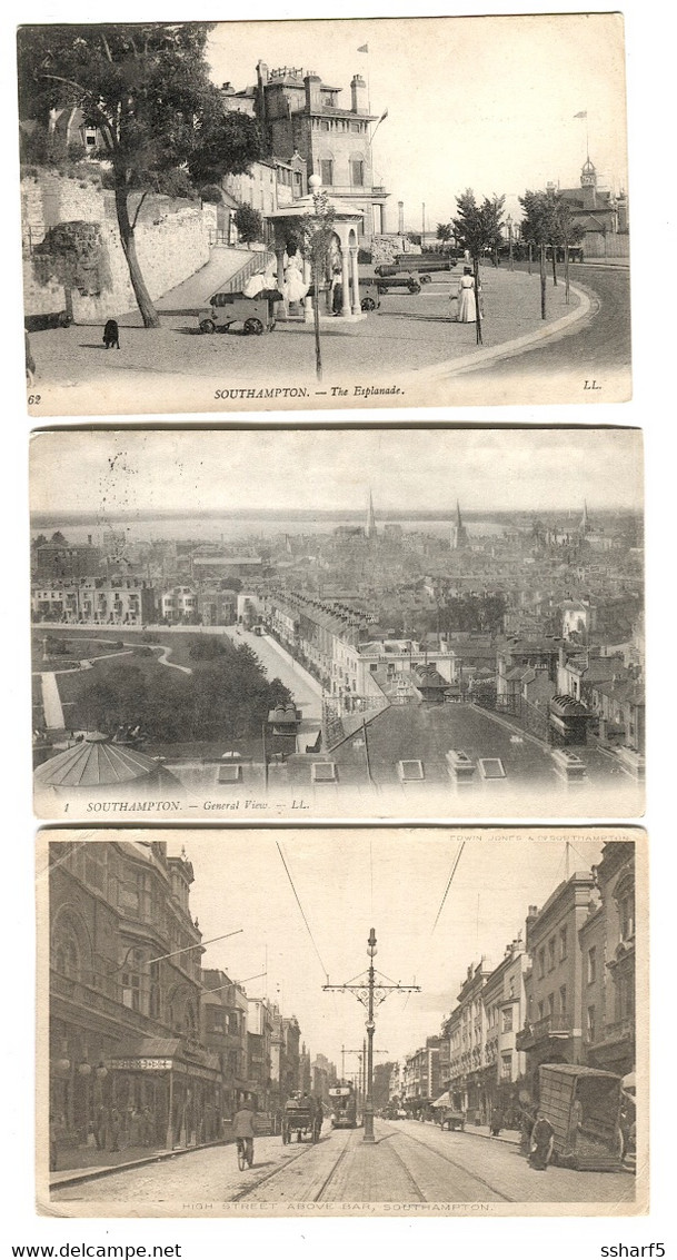 3 Good Views Of SOUTHAMPTON High Street Above Bar W Streetcar Sent 1907-08 - Southampton