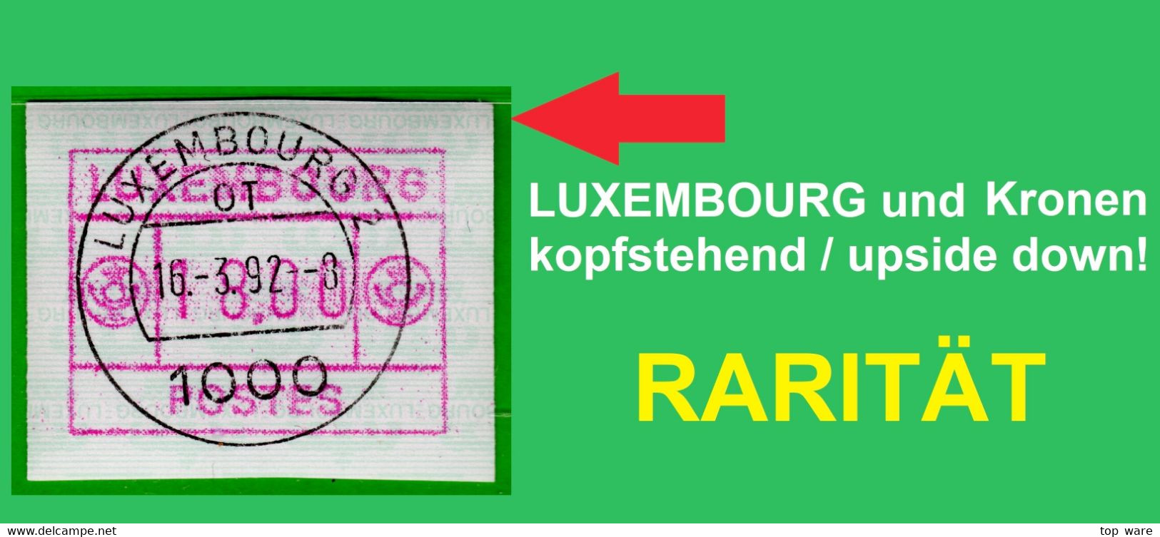 Luxemburg Timbres ATM 2 RARITÄT => Kopfstehendes LUXEMBOURG Tastensatz 14/18/22 Ersttag 16.3.92 Frama Automatenmarken - Frankeervignetten