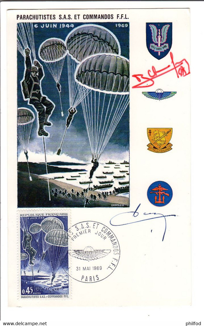 1969 - Carte Postale - Parachutiste S.A.S. Et Commandos F.F.L. - PARIS - Other & Unclassified