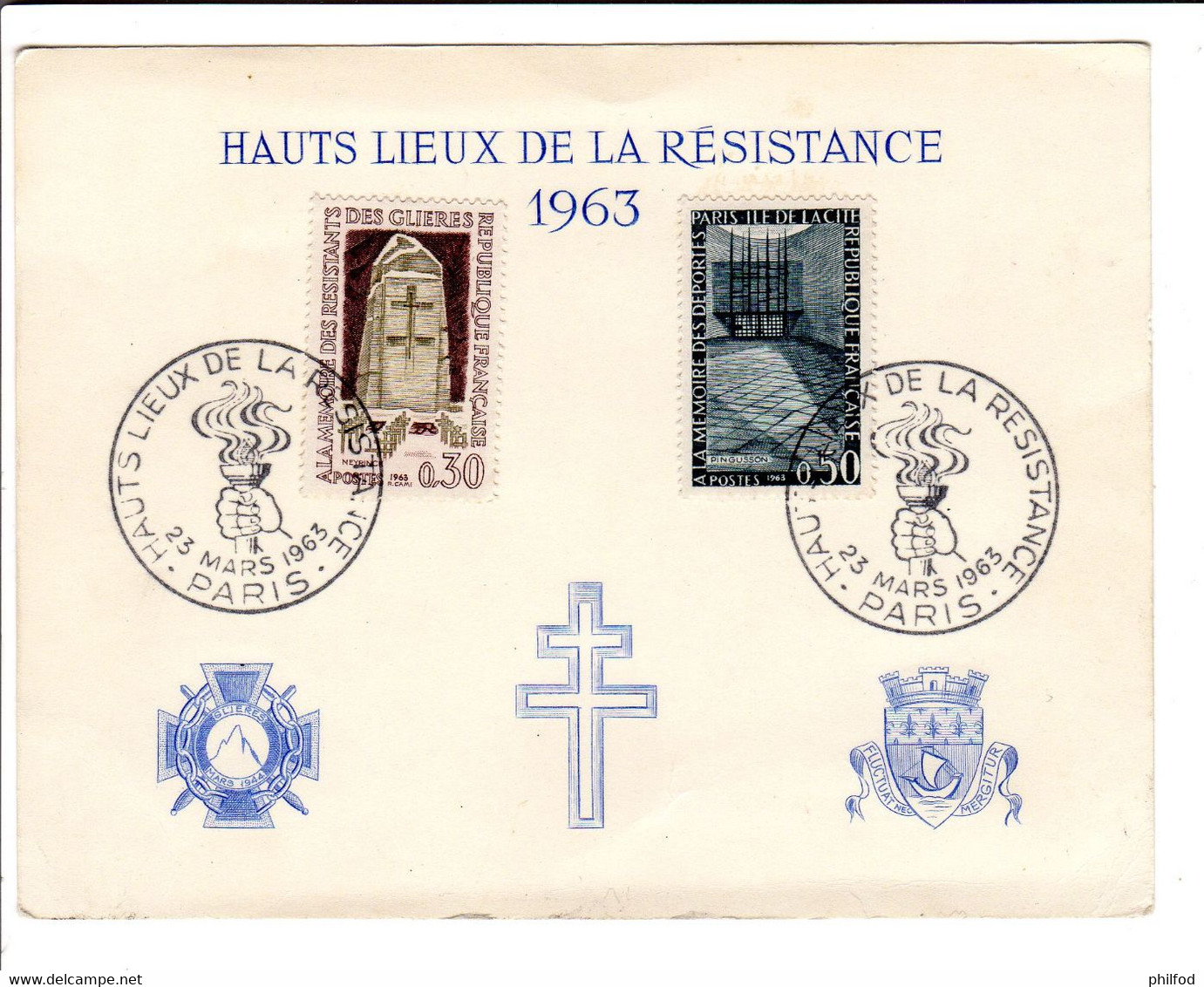 1963 -  A La Mémoire Des Déportés. Cachet Haut Lieu De La Résistance - N° 1380/1381 - Maxi Carte - Autres & Non Classés