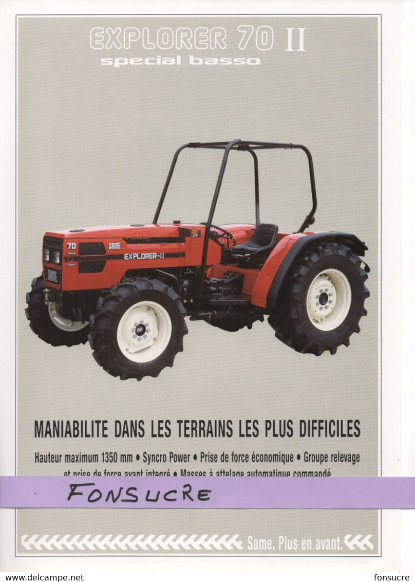 CS20 Publicité 2 Pg Tracteur Agricole SAME FRANCE Explorer 70 Spécial Moissy Gramayel Tractor Trattori Traktor Brochure - Agriculture