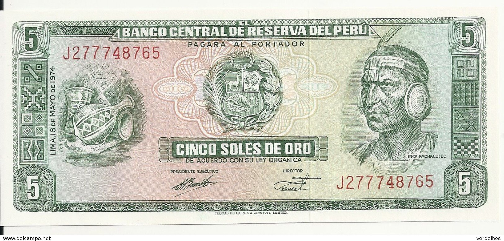 PEROU 5 SOLES DE ORO 1974 UNC P 99 C - Pérou