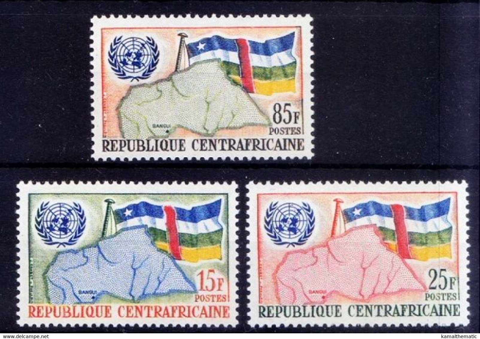 Central Africa 1961 MNH 3v, African States Conference, Flag, Map - Timbres