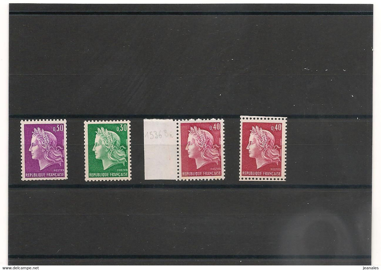 FRANCE 1967/69 MARIANNE DE CHEFFER N°Y/T: 1536b- 1536Ab- 1536Ba- 1536Bc - N° Rouge CÔTE : 40,00 € - Coil Stamps