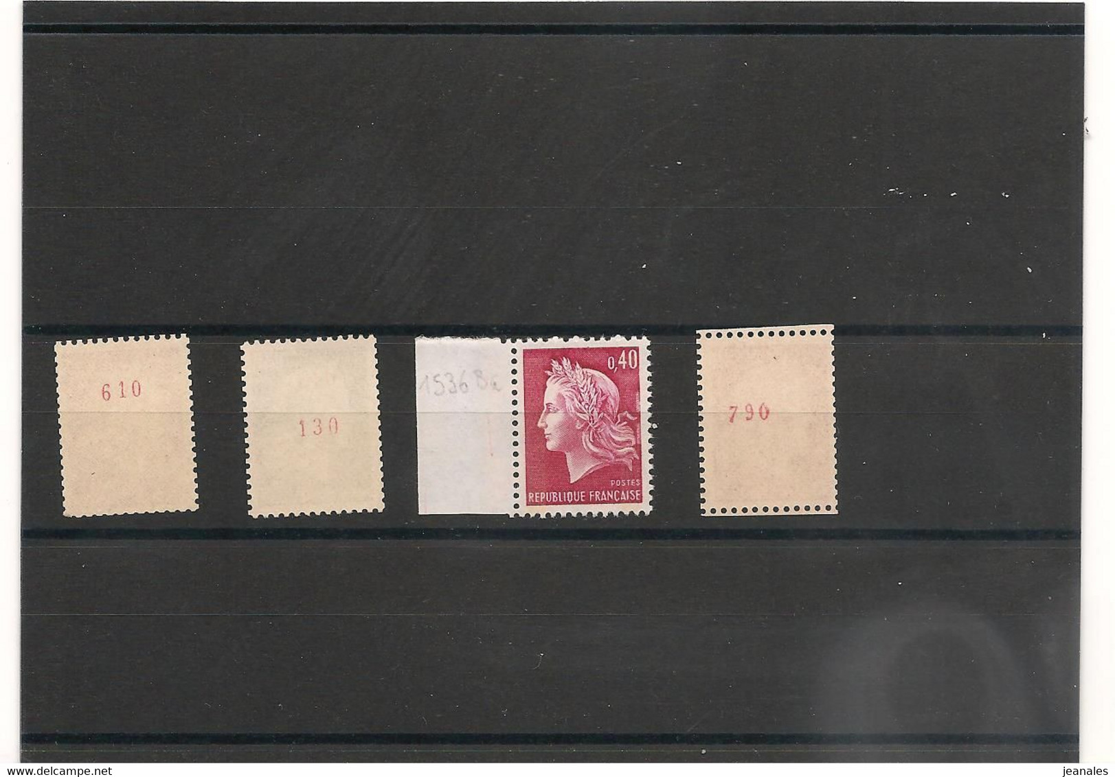 FRANCE 1967/69 MARIANNE DE CHEFFER N°Y/T: 1536b- 1536Ab- 1536Ba- 1536Bc - N° Rouge CÔTE : 40,00 € - Coil Stamps