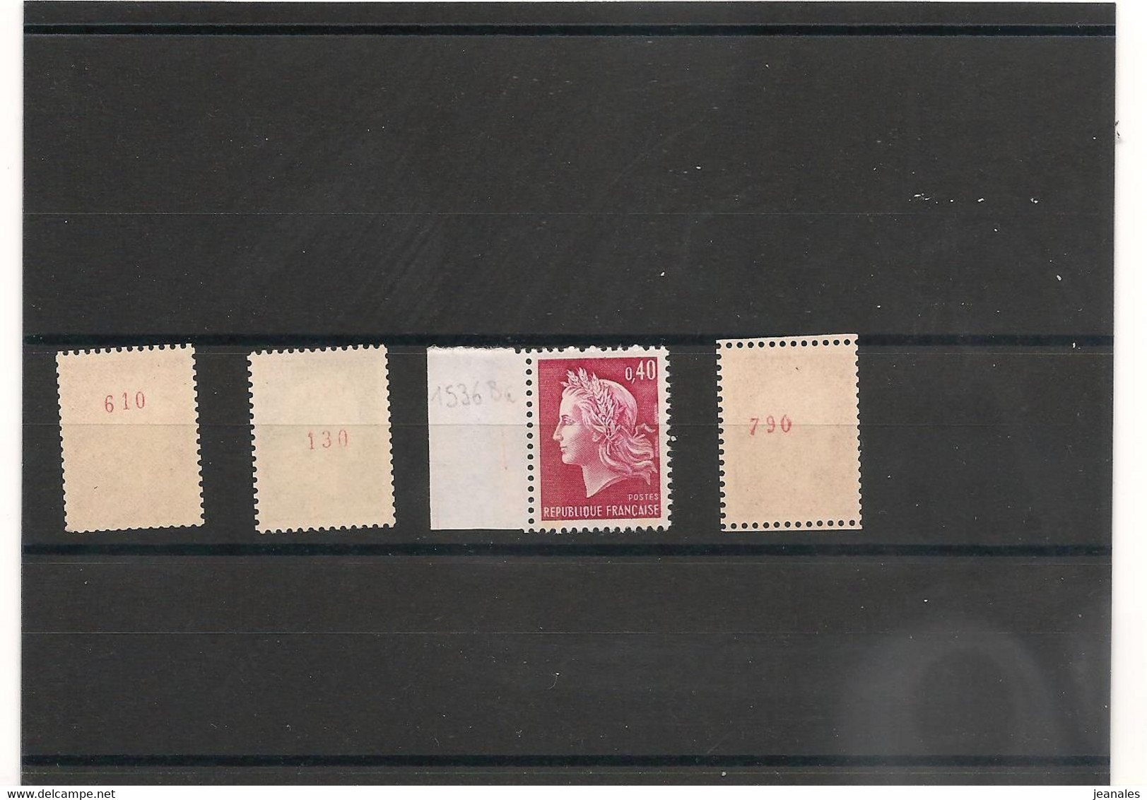 FRANCE 1967/69 MARIANNE DE CHEFFER N°Y/T: 1536b- 1536Ab- 1536Ba- 1536Bc - N° Rouge CÔTE : 40,00 € - Roulettes