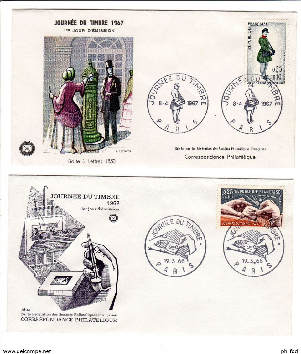 FDC -  1966  Et 1967   Journée Du Timbre - Zonder Classificatie