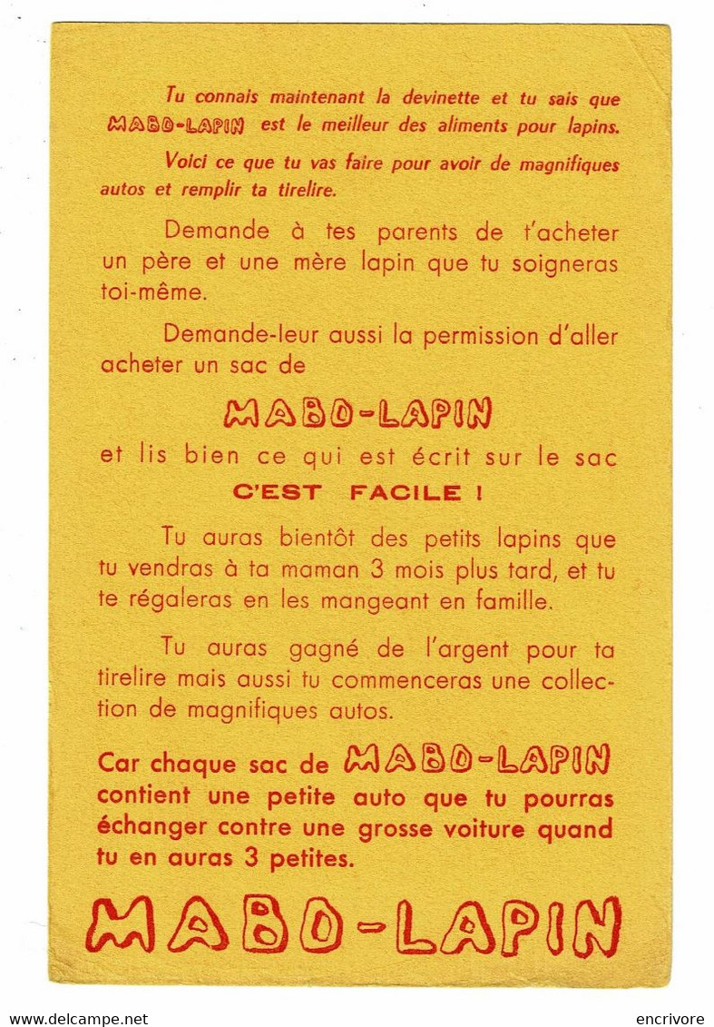 Buvard MABO LAPIN Devinette élevage Facile De Lapereaux - Agriculture