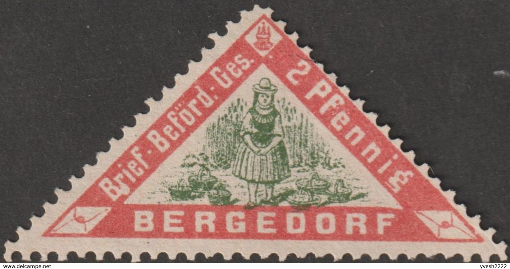 Bergedorf 1887 Michel 1. Poste PrivéeBrief-Beförderungs-Gesellschaft. Paysanne Avec Des Paniers De Fruits - Agriculture