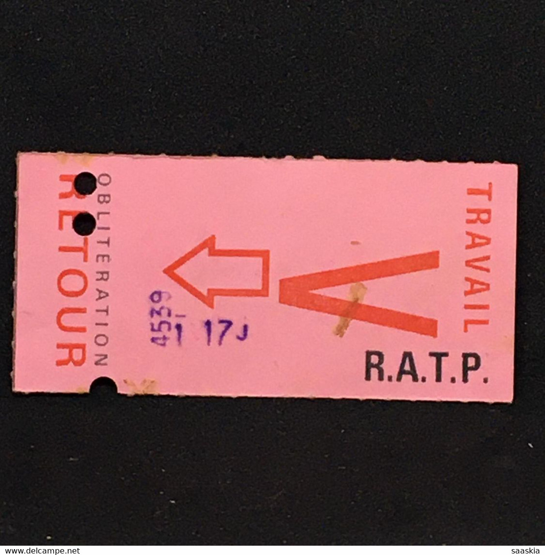 #TPT9 - Métro RATP - Ticket Aller Retour - Paris - Vendredi - Travail - Biface - AF86885 - Europa