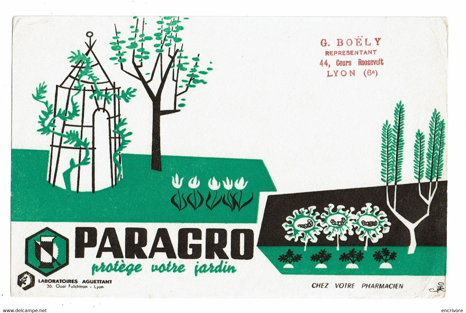 Buvard PARAGRO Protège Votre Jardin Laboratoire AGUETTANT Représentant Boëly - Agriculture