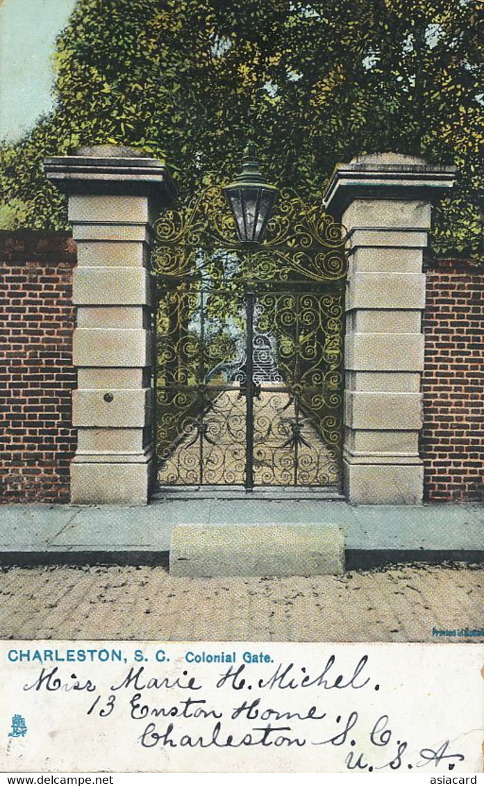 Charleston Colonial Gate Raphael Tuck Raphotype  1906 Lamp - Charleston