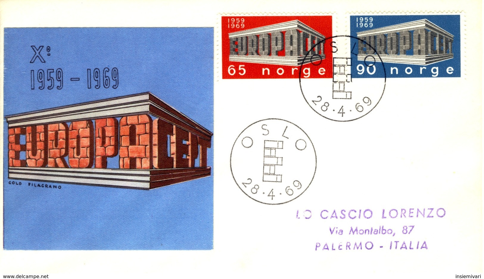 1969 - NORVEGIA - EUROPA - BUSTA FDC.+2 - FDC