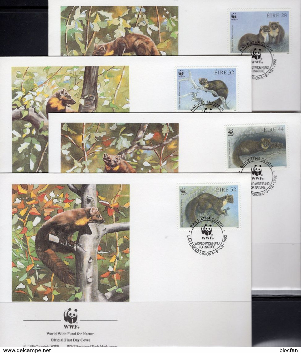 Dokumentation 1992 Set 128 EIRE 798/1 **, 4MC+ FDC 20€ WWF Nager Edel-Marder Naturschutz Fauna Pine Marten Of Wild-life - Storia Postale
