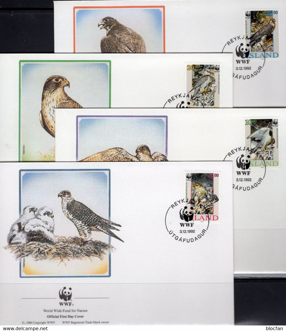 Falken Dokumentation 1992 Set 136 ICELAND 776/9 **, 4MC+ FDC 26€ WWF Gerfalke Naturschutz Fauna Birds Falco Of Wild-life - Covers & Documents