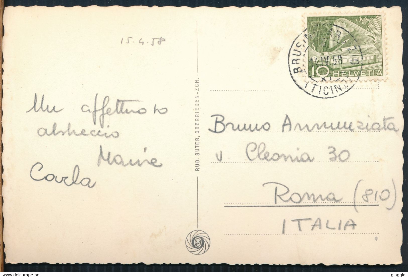 °°° 27666 - SWITZERLAND - TI - BRUSINO ARSIZIO MIT SAN SALVATORE - 1958 With Stamps °°° - Brusino Arsizio