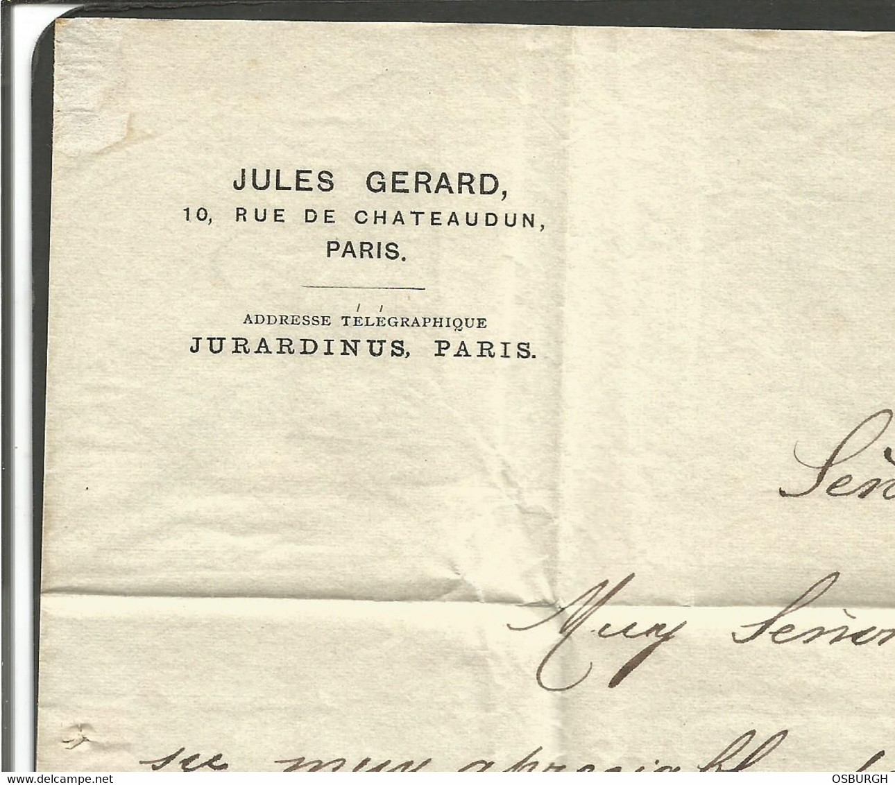 FRANCE. 1885. ENTIRE TO SPAIN. PARIS RUE MILTON POSTMARK. ADDRESSED TO BARCELONA - 1876-1898 Sage (Type II)