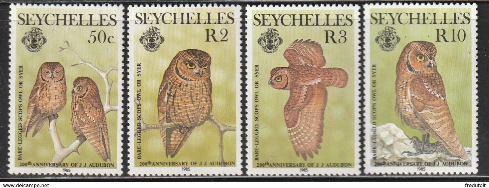 SEYCHELLES - N°573/6 ** (1985) Oiseaux : Hiboux / Birds - Seychellen (1976-...)