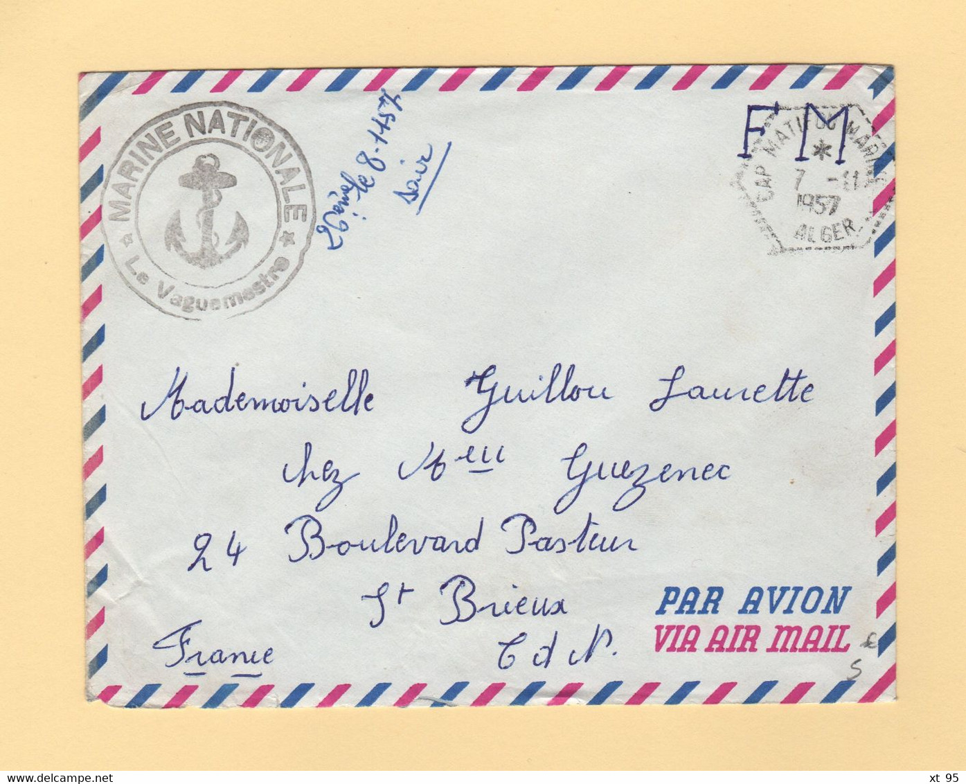 Poste Navale - Cap Matifou Marine - Alger - 1957 - Correo Naval