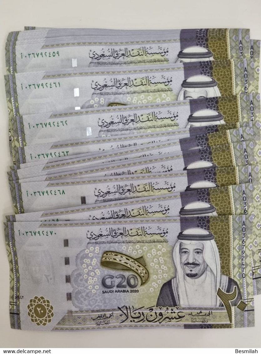 Saudi Arabia 20 Riyals 2020 P-New 100 Notes UNC Condition, One Bundle 2000 Riyals - Arabie Saoudite