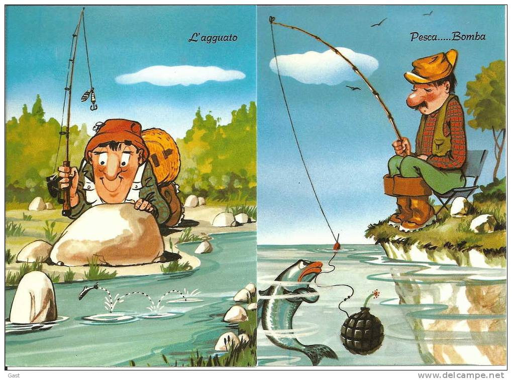 HUMOUR     PECHE      6  CARTES  POSTALES - Humor