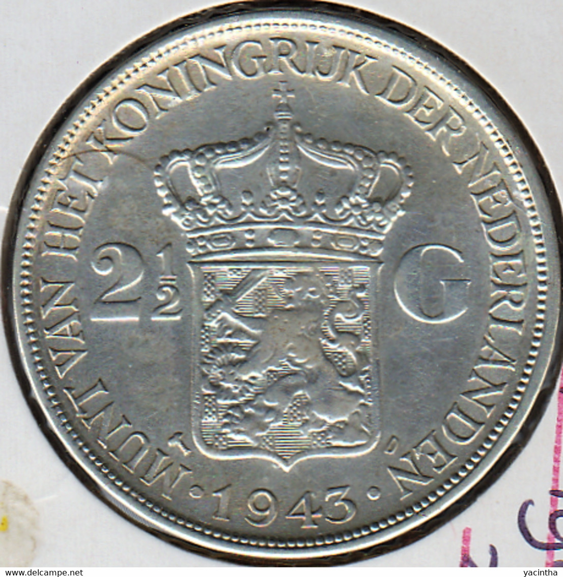 @Y@    Nederland  2 1/2  Gulden 1943  Wilhelmina   (5203) - 2 1/2 Gulden