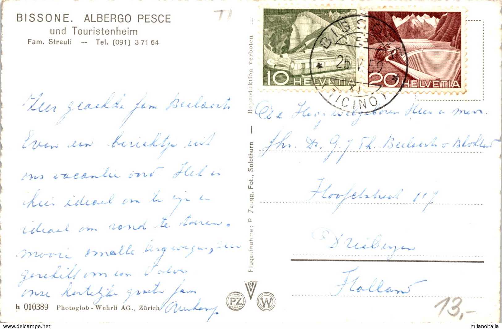 Bissone - Albergo Pesce Und Touristenheim (010389) * 25. 5. 1959 - Bissone